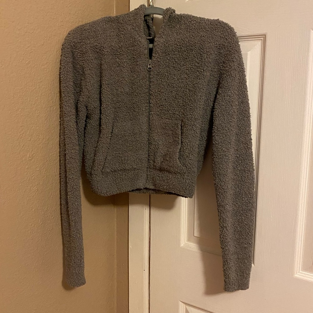 Skims grey cozy zip up sweater